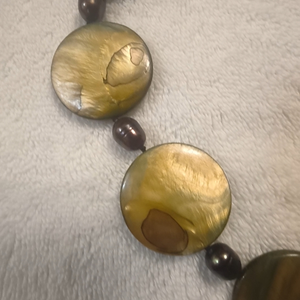 Elegant Gold and Brown Shell Necklace